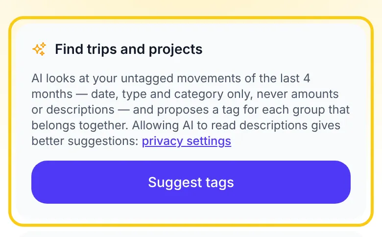 Die Karte Reisen und Projekte finden mit Tags vorschlagen